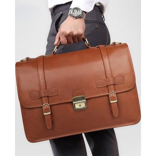 Winter New British Style Exquisite Briefcase Mens Leather Business Bag Crazy Horse Leather Briefcase