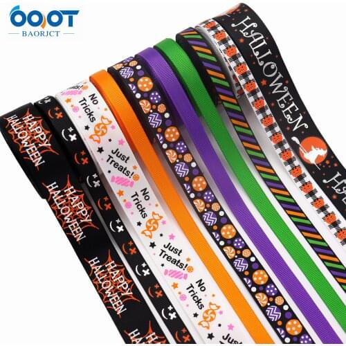 3/8"(10mm),10Yards Halloween Cartoon Series Grosgrain Ribbons,M-21520-2 Bow Cap Accessories Party Gift Wrap DIY Handmade