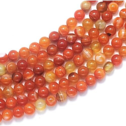 4-10MM Round Orange Strip Stone Beads Natural Stone Beads and Beads for Jewelry Making DIY Bracelet Necklace Jewelery Strand 15"