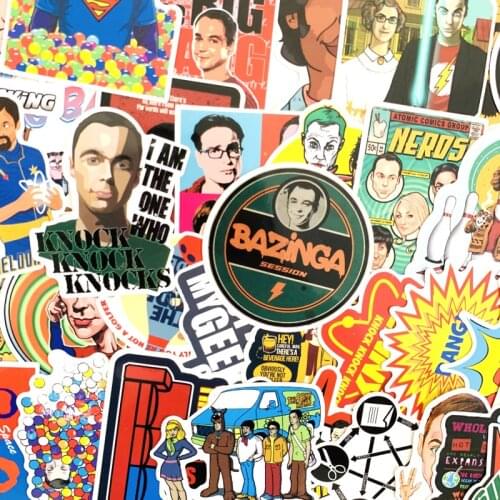 50pcs The Big Bang Theory Cartoon Stickers TV Series For Luggage Car Laptop Notebook Decal Fridge Skateboard Sticker