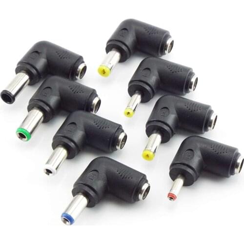 8 Type Right Angle DC Female Connector Power Supply Adapter Universal 5.5 mmx2.1 mm Plug Jack DC Charger For Laptop