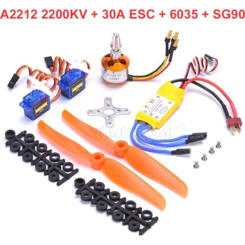 A2212 2212 2200KV Brushless Motor 30A ESC Motor Mount 6035 Propeller SG90 9G Micro Servo for RC Fixed Wing Plane Helicopter