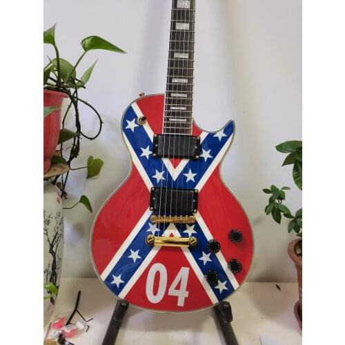 Free transportation, 6 string electric guitar, flag pattern, rosewood fingerboard, can be customized