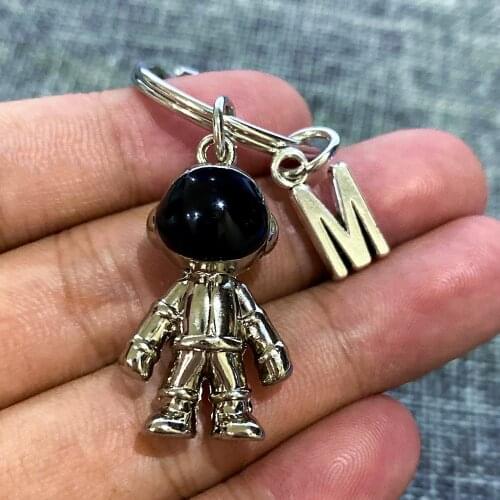 Robot Spaceman Astronaut initial Keychain Acrylic Saturn Alien Pendant Couple Keyrings Backpack Jewelry Key Chain Bag Car