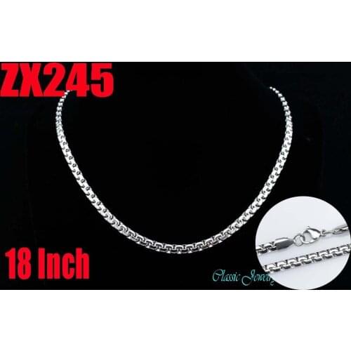 Wholesale - 18Inch stainless steel 4.5mm flat box chain Jewelry man male necklace chains ZX245