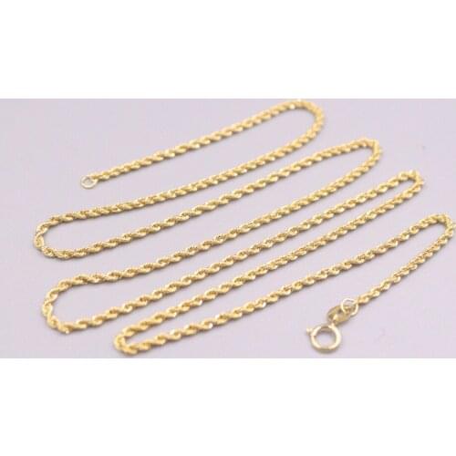 Fine Solid 18K Yellow Gold Chain Woman Luck Rope Chain Link Necklace 19.6inch 1.6mmW 1.7-1.9g