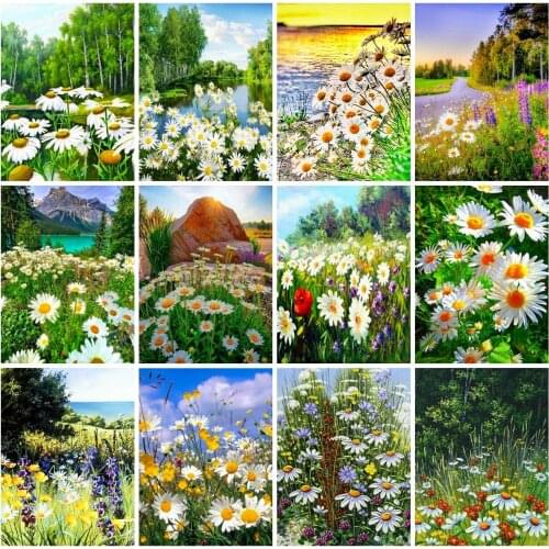 EverShine Diamond Mosaic Daisy Cross Stitch Diamond Painting Flower Picture Rhinestone Art Bead Embroidery Handicraft Home Decor