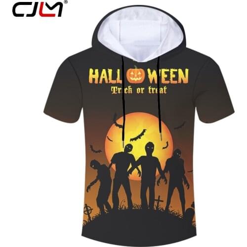 CJLM Fashion Halloween Man Moon Zombie Tee Shirt Street Wear Best Selling Wholesale Hooded Tshirt 6XL Mens 3D Printed Clothing