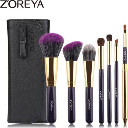Zoreya Brand High Quality Super Soft Synthetic Hair Makeup brushes Eye shadow Lip Powder Foundation Blush 7Pcs Make Up Set