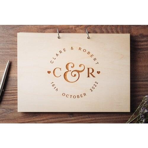 Initials Wedding Guest book,Engraved Guest Book,Wedding Guestbook,Rustic Guest Book,Custom Guest Book,Alternative Wood Guestbook