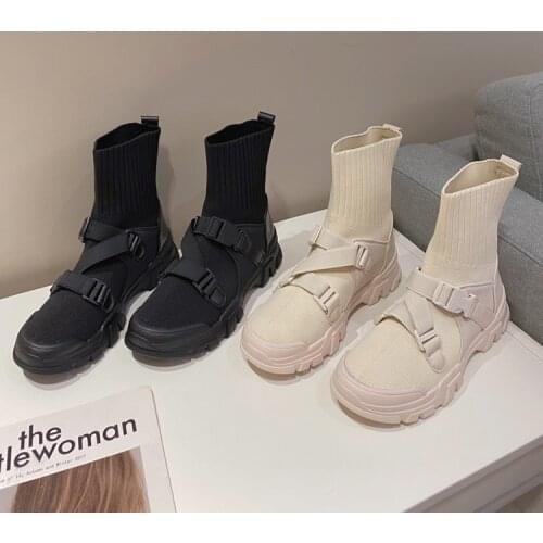 Korean Fashion Set Feet Short Tube Stretch Cloth Solid Color Ladies Martin Boots Spring And Autumn Comfortable Single Boots