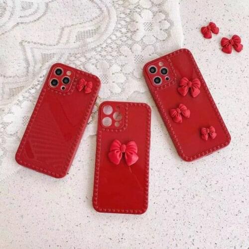 Red Bow Love Frame Candy Color Camera Protection Phone Case for Huawei P40 Mate 40 Pro Nova 8 7 pro 8SE Honor 9X Silicone Cover
