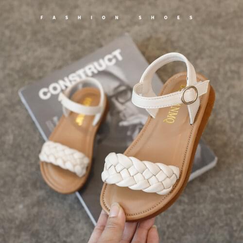 2021 Girl Beach Sandals For Children Princess Dress Shoes For Little Girl Kids Fashion Braid Flat Shoes 3 5 7 8 9 10 11 12 Year
