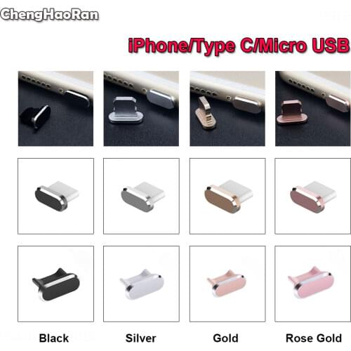 Metal Anti Dust Plug Type C Micro USB Charging Dock Port for iPhone 12 11 Pro XR XS X 8 7 6S 5 for Android Samsung Xiaomi Huawei