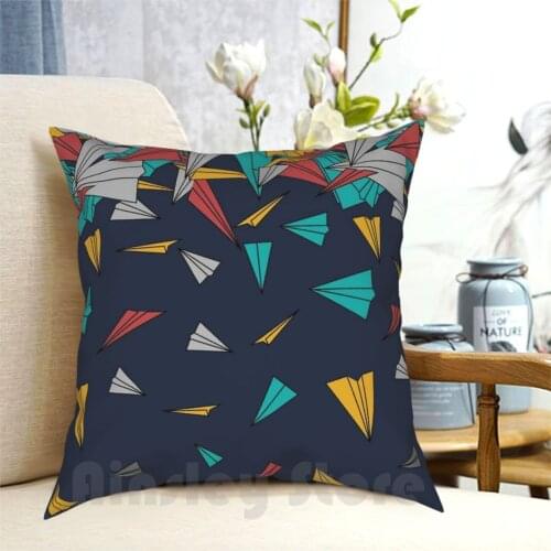 Flying Paper Planes Pillow Case Printed Home Soft DIY Pillow cover Paperplane Paper Plane Geometric Floating Graphicdesign