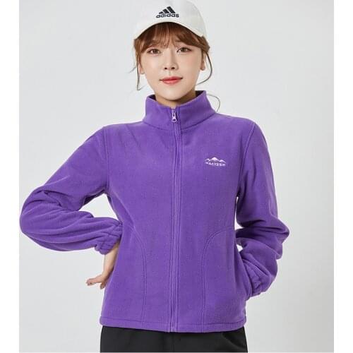 Double-sided Polar Fleece Jacket Autumn Winter Womens Fleece Sweater Stand-up Collar Sweater Coat Liner Outdoor Sports Jacket