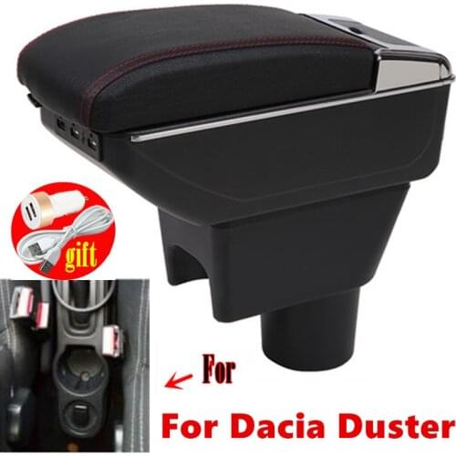 For Dacia Duster Armrest For Renault Duster Retrofit parts Interior Storage box USB LED Simple installation Car Armrest box