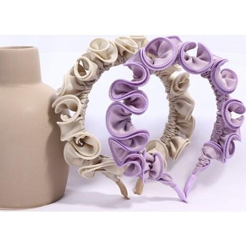 Popular Crinkled Satin Headband Lovely Candy Color Hairband for Women Girls Headdress Headwear Accessories