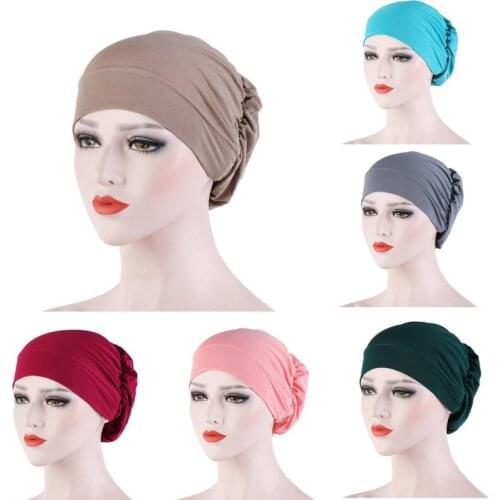 Multicolor Linen Inner Caps for Hijab Solid Cotton Muslim Turban Bonnet Ready To Wear Wrap Head Hijabs Cap Islamic Accessories
