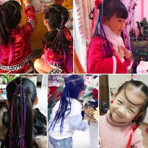 New Girls Colorful Wigs Ponytail Hair Ornament Headbands Rubber Bands Beauty Hair Bands Headwear Kids Hair Accessories Head Band