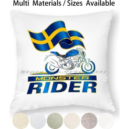 The Swedish Monster Rider For The Real Biker Pillow Case Throw Pillow Cover Cotton Linen Flax Monster Rider Monster Lover