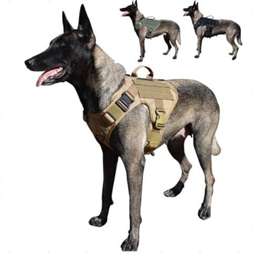 MXSLEUT Tactical dog vest Handle in Middle K9 harness adjustable size for military dog Training Hunting Molle Dog Vest Harness