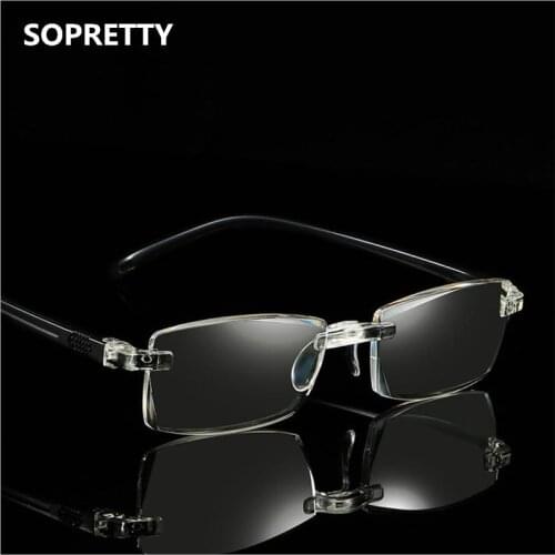 Diamond trimming Ultralight Rimless Reading Glasses Women Men Clear Lens Anti-Blu-Ray Computer Glasses Presbyopia glasses R811
