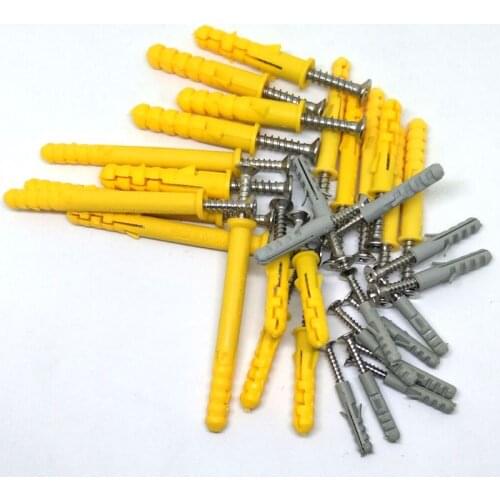 Plastic + Stainless steel Screw Expansion Tube Pipe Self Tapping Wall Anchors Drilling Woodworking Plugs Plastic Expansion set