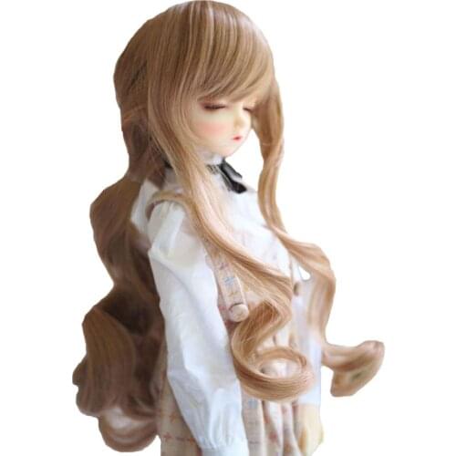 Brown/Pink Long Curly Heat Resistant Wire BJD SD Hair 1/3 1/4 1/6 High Temperature Fiber Wave Hair Doll Wig Doll Accessories