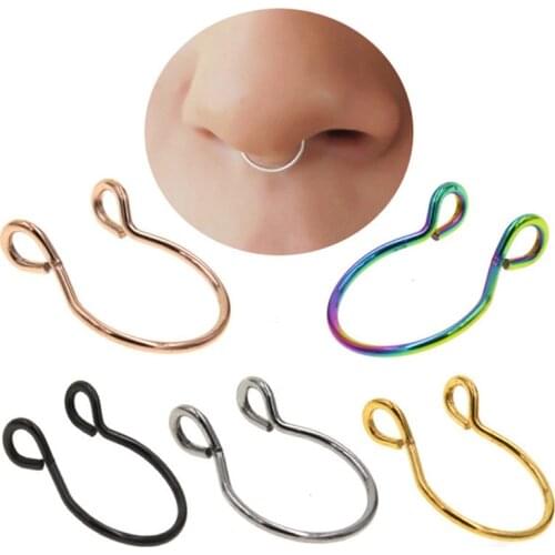 1pcs C Shaped Fake Nose Ring Hoop Septum Rings Stainless Steel Nose Piercing Fake Piercing Oreja Pircing Jewelry 2021 Hot New