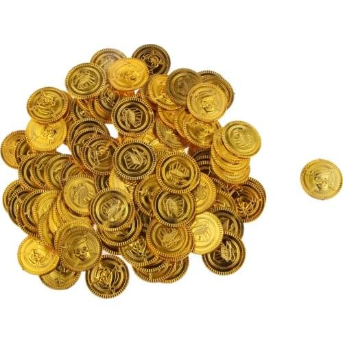 100 Pieces Pirate Gold Play Toy Coins, Birthday Party Favors Pinata Money Coin