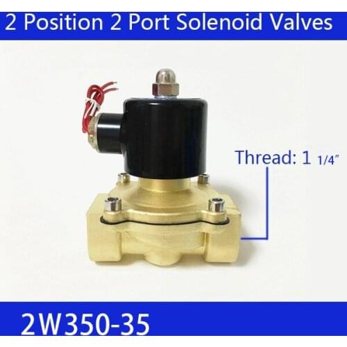 2W350-35 1-1/4" 2 Position 2 Port Air Water Valve Solenoid 110V Pneumatic Control Valve 1.5" , DC12V DC24V AC220V