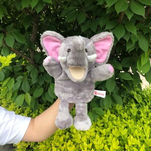 30cm Tiger, lion, elephant, monkey, pike, animal hand puppet early education toy 61 performance mouth move to appease the doll