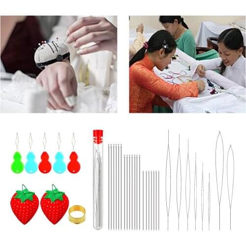 37Pcs/Set Big Eye Beading Needles Kit Stainless Steel Needles DIY Beads Pearls Bracelet Jewelry Threading Tools With Storage