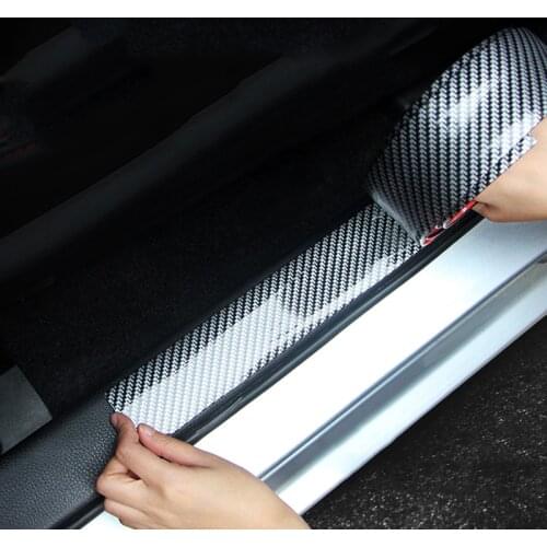 5M Car Stickers 5D Carbon Fiber Rubber Styling Door Pedal Threshold Sill Bumper Trunk Door Sill Guard Protector Auto Decoration