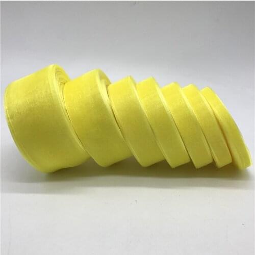 50yards 10mm-50mm Yellow Organza Ribbon Gift Wrapping Bow Wedding Decoration DIY Christmas Ribbons
