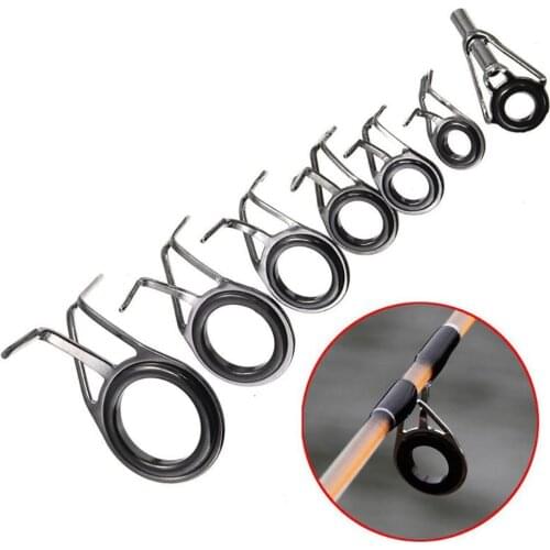 7Pcs Mixed Size Fishing Rod Guides Tip Top Eye Line Rings Building Repair Kit Fishing Repair Kit