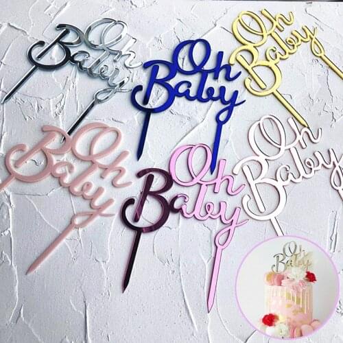 Acrylic Oh Baby Happy Birthday Cake Topper Wedding Party Dessert Decoration