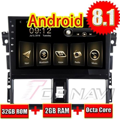 2G RAM Car Multimedia for Toyota Vios 2014 2015 2016 Android 8.1 10.1'' Topnavi Auto GPS Navigation support OBDII TVBOX 3GDongle