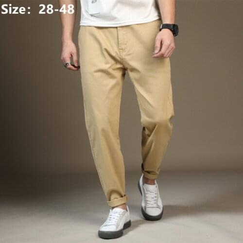 Men Trousers Spring Autumn Casual Black Khaki Loose Slim Fit Pants Man Plus Size 42 44 46 48 Stretch Cotton Mens Ankle Long Pant