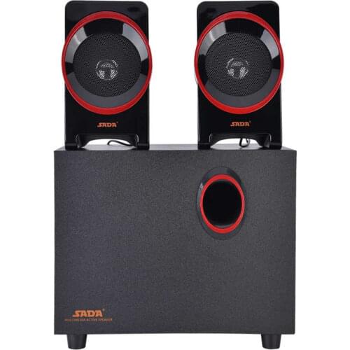 SADA Wooden Combination Speaker Mini USB 2.1 Wired Computer Speakers Bass Music Speaker Subwoofer for Cellphone Laptop PC