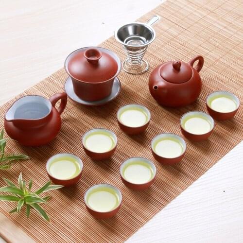 Brand tea, Yixing purple sand tea set set of stone floated and 13 pieces of tea cup with purple sand Kung Fu Tea Set
