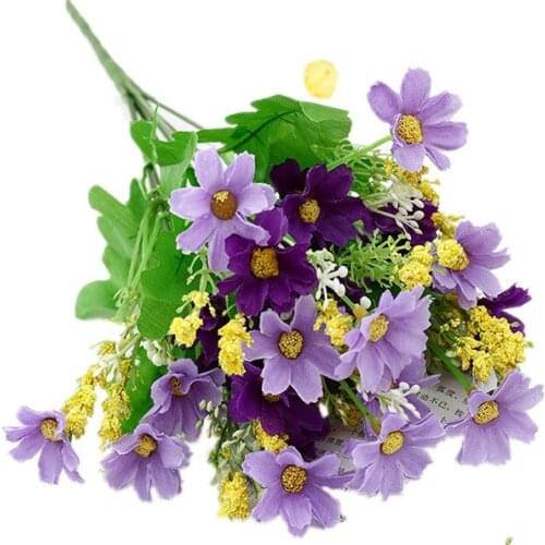 7 Branch 28 Head Artificial Silk Flowers Daisy Bunch Wedding Valentines Day Home Grave Outdoor Floral Bouquet