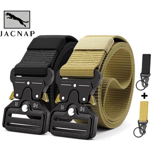 JACNAIP Mens Tactical Military Belts Heavy Duty Army Adjustable Nylon Belt Outdoor Police Metal Buckle Belt 125/135CM/Wide 3.8