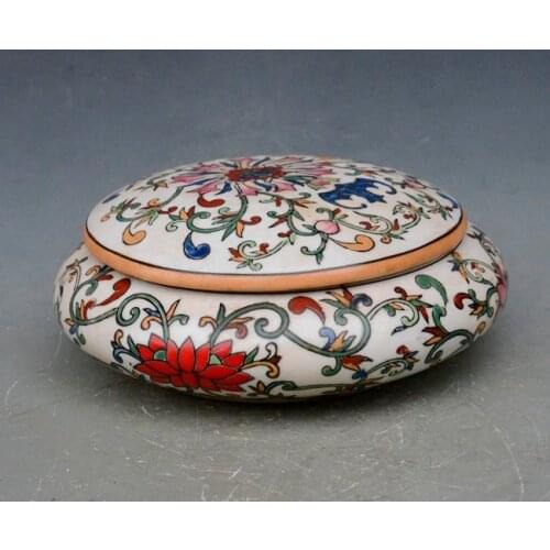 Exquisito chino antiguo imitación comprimida familia Rosa Flores de cerámica diseños tarro/Olla