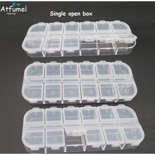4Pcs/Lot Single Open 1-12 Compartments Jewelry Earring Bead Diamond Storage Box Tools Organizer Gem Box Pill Sundries Box