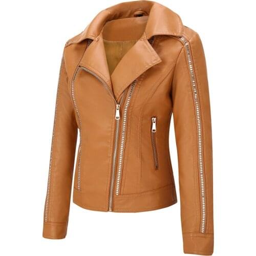 Short Korean PU Womens Motorcycle Biker Jacket Women Faux Leather Coat Jaqueta De Couro 7777 KJ4072