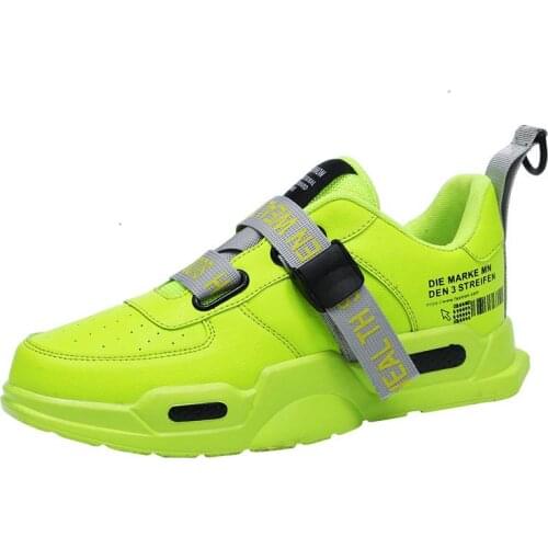 Large Size Running Shoes Men PU Leather Sneakers Mens Sports Footwear Male Sport Shoes Man Green Tennis Jogging Basket GME-0057