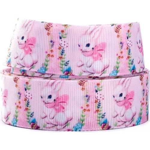 10yards different sizes -Grosgrain ribbon - Easter day rabbit printed ribbon