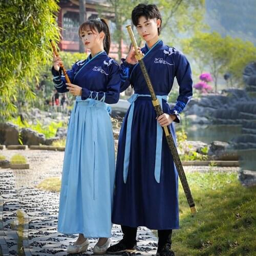 Men/Women Chinese Traditional Hanfu Elegant Princess Folk Dance Dress Couples Han Dynasty Swordsman Costume Festival Outfits